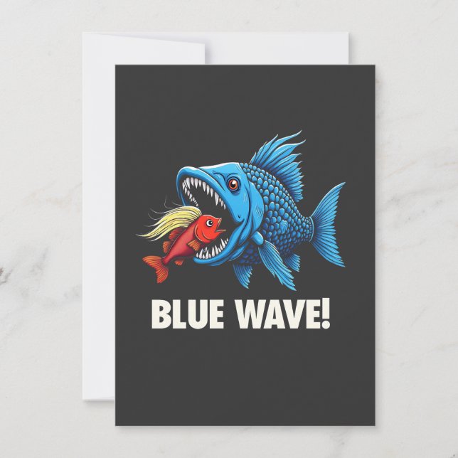 Harris Walz Election Blue Waves Democrat Fish  Invitation (Front)