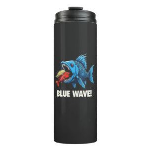 Harris Walz Election Blue Waves Democrat Fish Thermal Tumbler