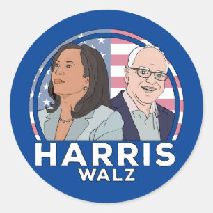 Harris Walz Election Classic Round Sticker