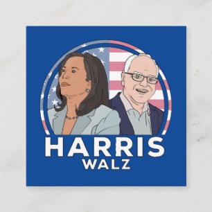 Harris Walz Election Square Business Card