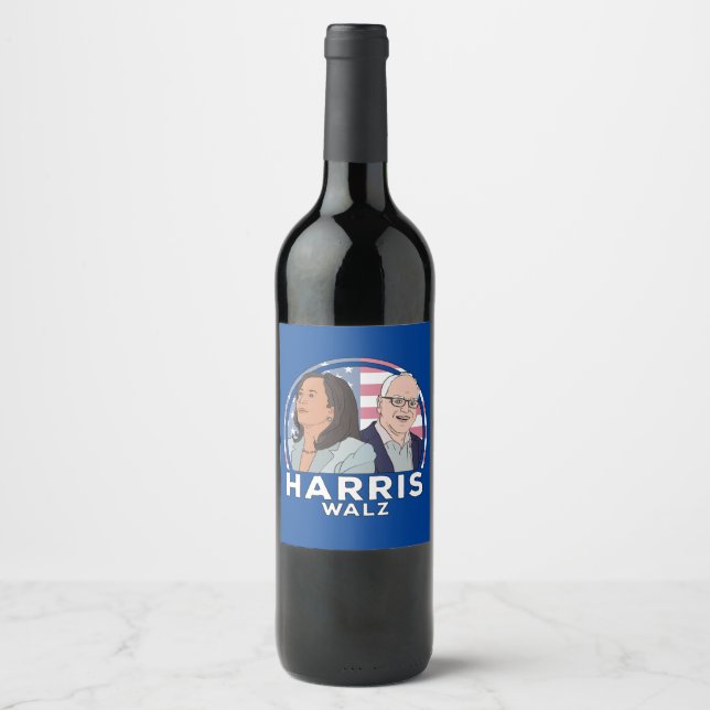 Harris Walz Election Wine Label (Front)