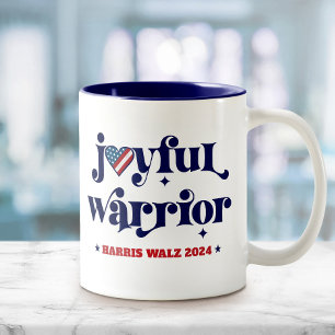 Harris Walz Joyful Warrior USA Flag Heart White Two-Tone Coffee Mug