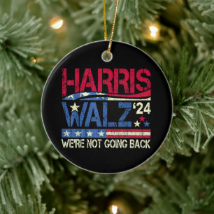 Harris Walz Kamala Harris 2024 Tim Walz Ceramic Tree Decoration
