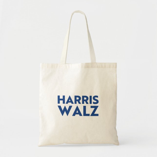 Harris Walz modern bold blue typography Tote Bag (Front)