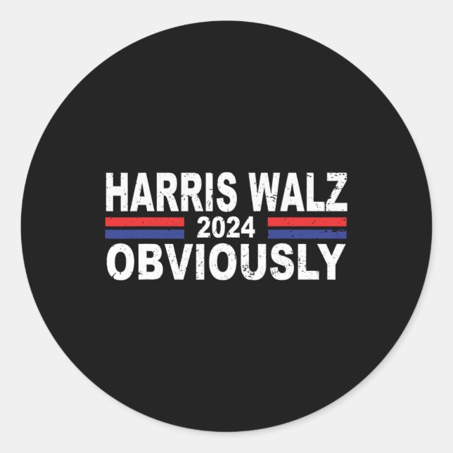 Harris Walz Obviously 2024 Kamala Harris Waltz 202 Classic Round Sticker (Front)