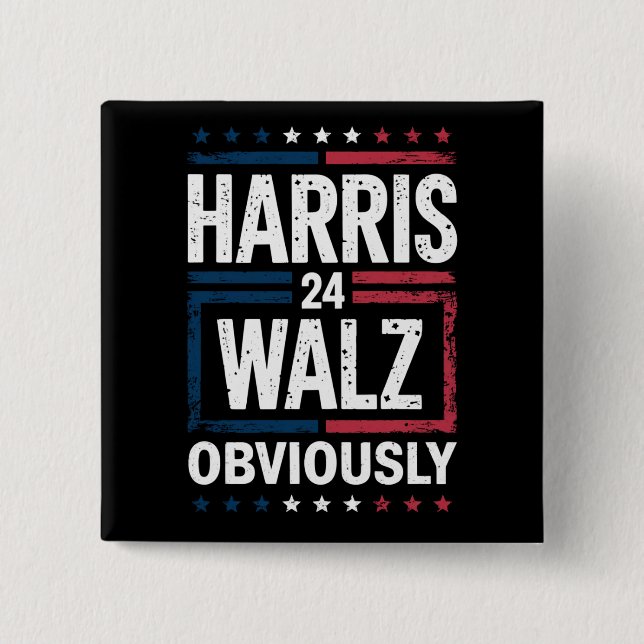 Harris Walz Obviously Harris Waltz 2024 Election 15 Cm Square Badge (Front)