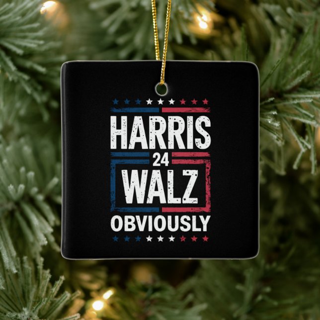 Harris Walz Obviously Harris Waltz 2024 Election Ceramic Ornament (Tree)