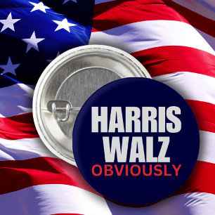 Harris Walz OBVIOUSLY   Harris Walz 2024 Obviously 3 Cm Round Badge