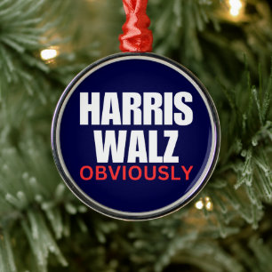 Harris Walz OBVIOUSLY   Harris Walz 2024 Obviously Metal Tree Decoration