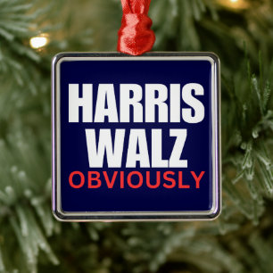 Harris Walz OBVIOUSLY   Harris Walz 2024 Obviously Metal Tree Decoration