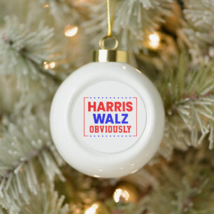Harris Walz Obviously Kamala Harris for President Ceramic Ball Christmas Ornament