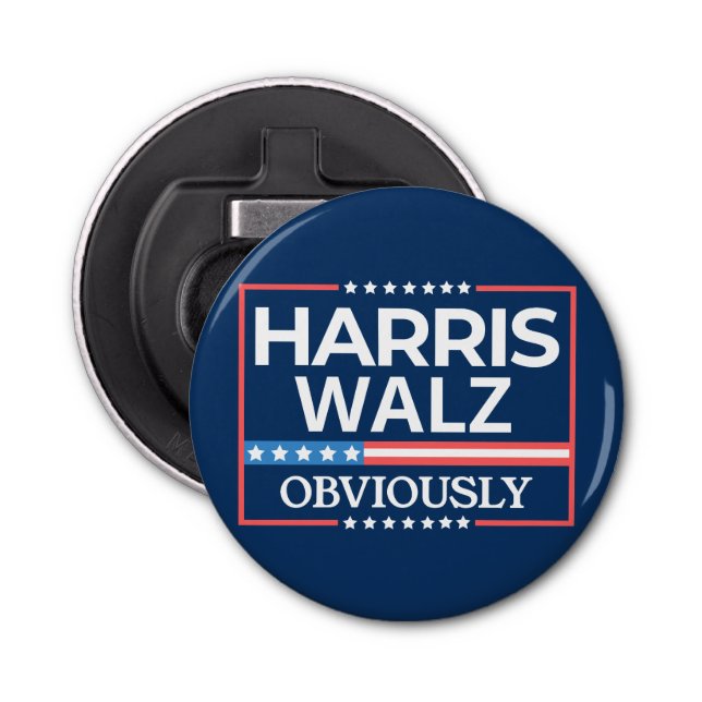 Harris Walz. Obviously. Kamala Harris Tim Walz  Bottle Opener (Front)