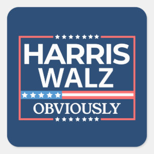 Harris Walz. Obviously. Kamala Harris Tim Walz Square Sticker