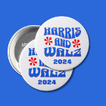 Harris & Walz Retro flowers 7.5 Cm Round Badge<br><div class="desc">Harris & Walz Retro red flowers round button.

2024 is editable.</div>