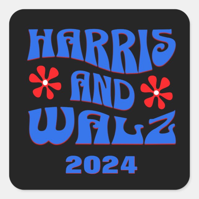 Harris & Walz Retro flowers Square Sticker (Front)
