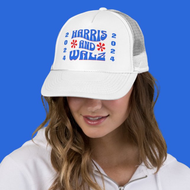 Harris & Walz Retro flowers Trucker Hat (Creator Uploaded)