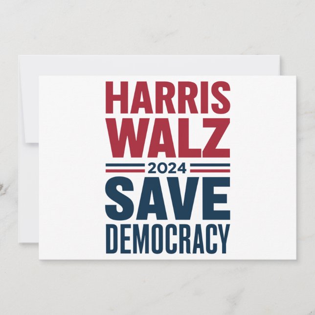 Harris Walz Save Democracy Invitation (Front)
