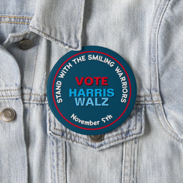 HARRIS WALZ Smiling Warriors Campaign 10 Cm Round Badge (In Situ)