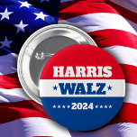 Harris Walz | Tim Walz 2024 Campaign Blue Red 6 Cm Round Badge<br><div class="desc">Harris Walz 2024 Campaign Blue Red</div>