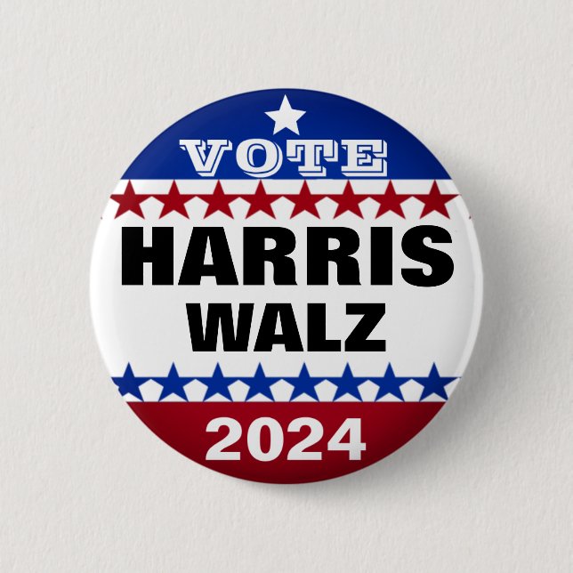 Harris walz vance 2024 vote election  6 cm round badge (Front)