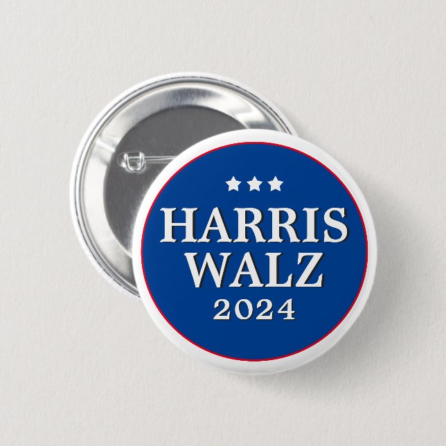 Harris Walz Vote 2024 Democrat Election 6 Cm Round Badge (Front & Back)