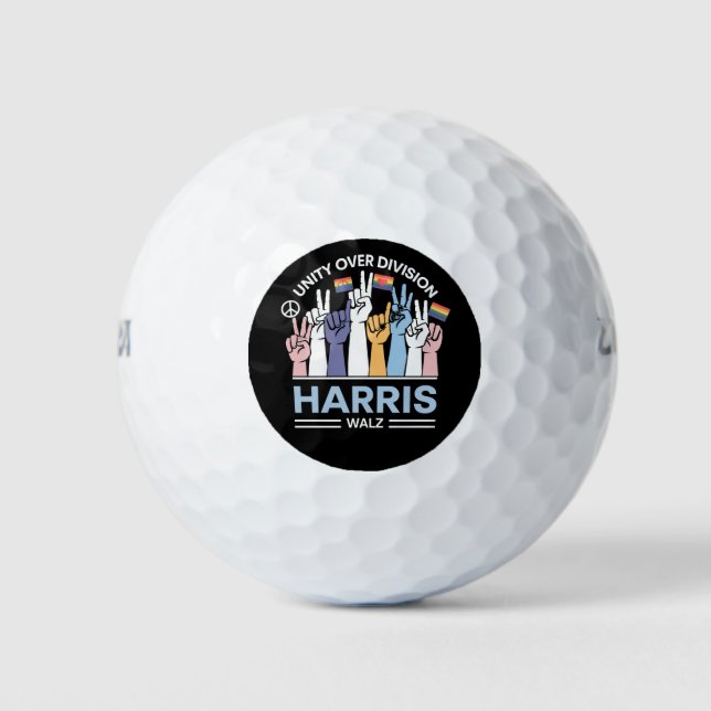 Harris Walz Waltz 2024 Unity Over Division Golf Balls (Front)