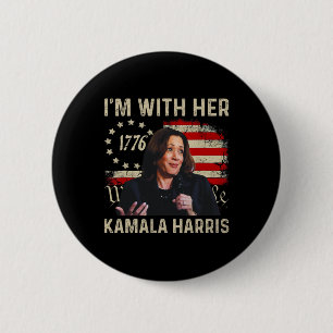 Harris We The People I’m With Her Usa Flag  6 Cm Round Badge