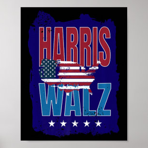 Harris Wheimer 2024 Distressed Us Flag Election Pr Poster