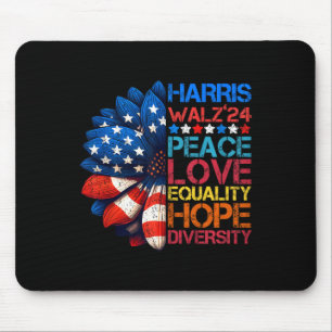 Harris Wheimer 2024 Peace Love Equality Hope Diver Mouse Pad
