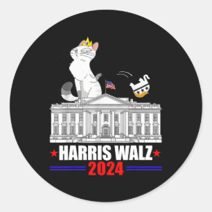 Harris Wheimer 2024 President Election Funny Cat L Classic Round Sticker