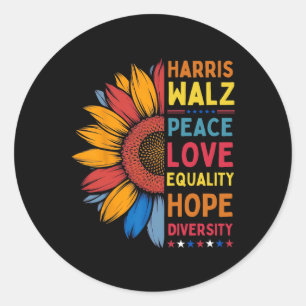 Harris Wheimer Peace Love Equality Hope Diversity Classic Round Sticker