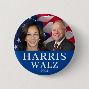 Harris Wlaz 2024 Kamala Harris Tim Walz  6 Cm Round Badge