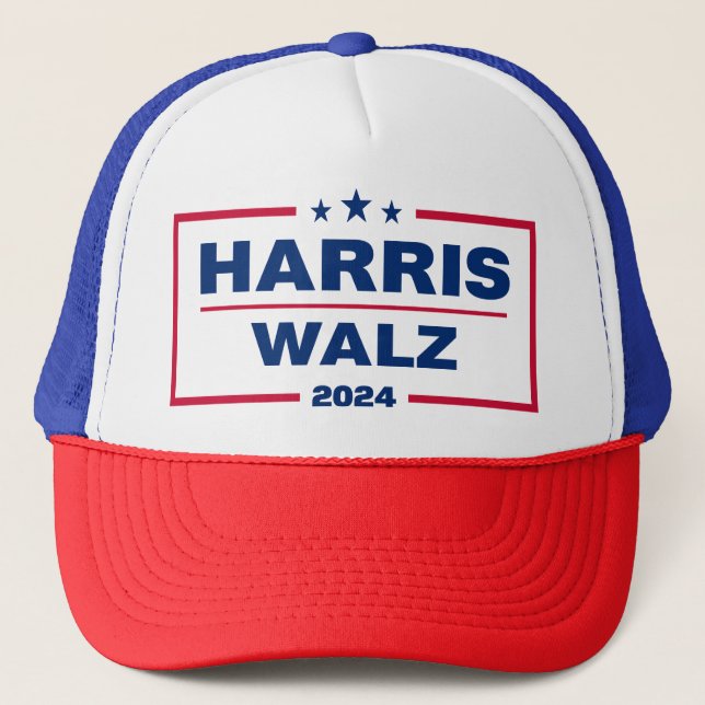 Harris Wlaz 2024 Kamala Harris Tim Walz Election Trucker Hat (Front)
