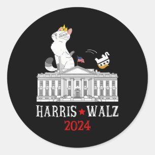 Harris Won 2024 President Election Funny Cat Ladie Classic Round Sticker