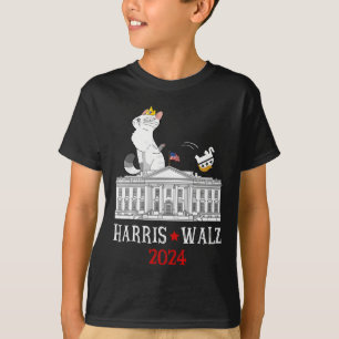 Harris Won 2024 President Election Funny Cat Ladie T-Shirt