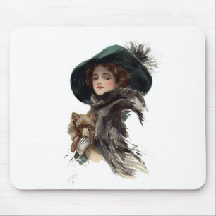 Harrison Fisher Girl  in a Teal Hat Mouse Pad