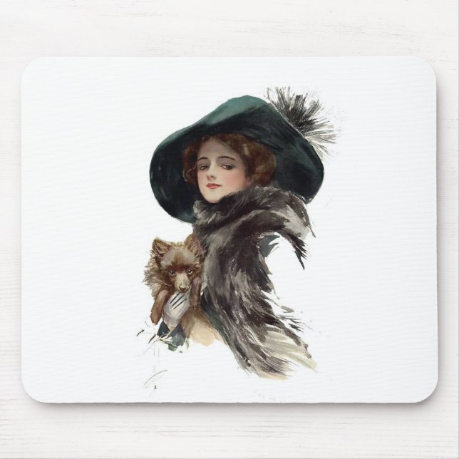 Harrison Fisher Girl  in a Teal Hat Mouse Pad (Front)
