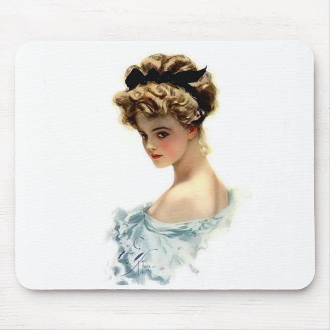 Harrison Fisher Girl  in Blue Mouse Pad (Front)