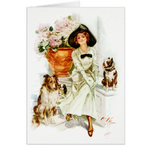 Harrison Fisher: Woman with three Dogs