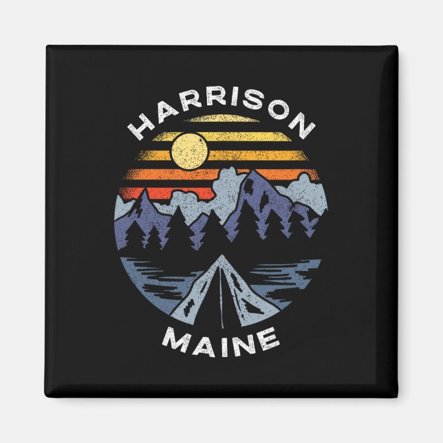 Harrison Maine Mountains Vacation Camping Souvenir Magnet (Front)