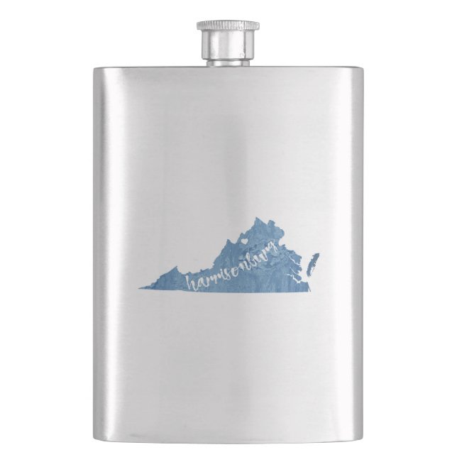 Harrisonburg Virginia Wood Grain Hip Flask (Front)