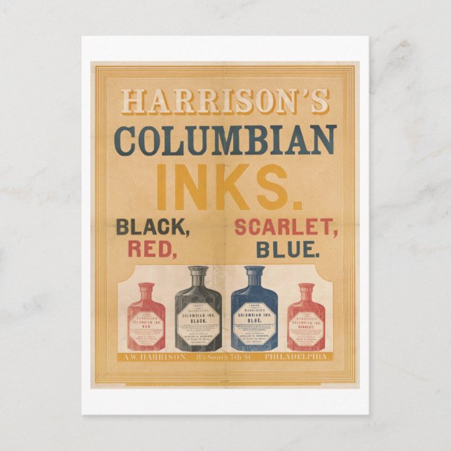 Harrison's Columbian Inks Vintage Advertisement Postcard (Front)
