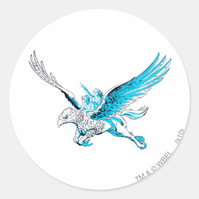 Harry and Hermione on a Hippogriff Classic Round Sticker (Front)