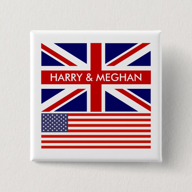 Harry and Meghan royal wedding party celebration 15 Cm Square Badge (Front)