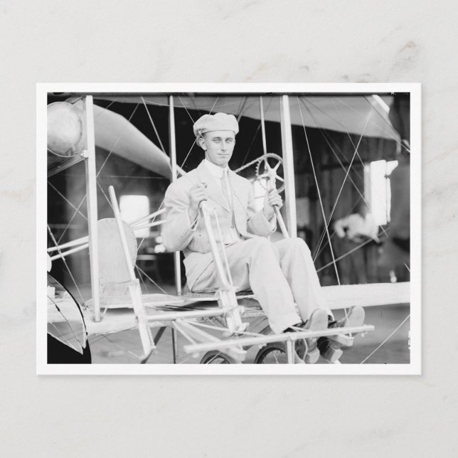 Harry Atwood pilot in Wright Brothers Aeroplane Postcard (Front)