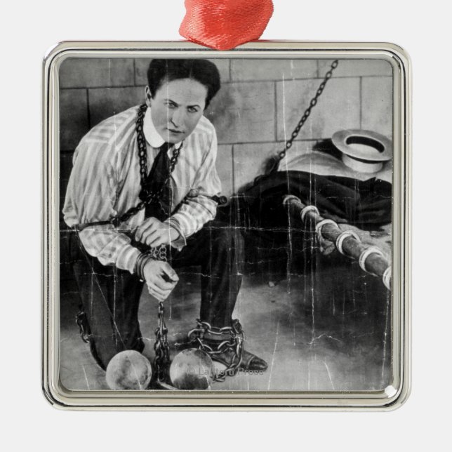 Harry Houdini About to Escape from Prison Metal Tree Decoration (Front)
