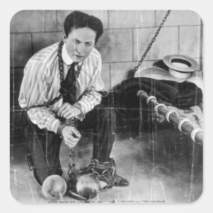 Harry Houdini About to Escape from Prison Square Sticker