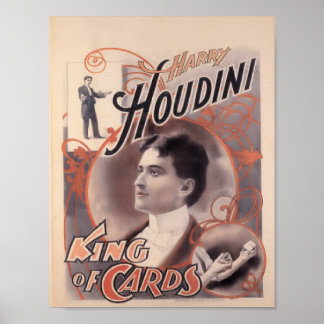 Harry Houdini, king of cards 1895 Poster