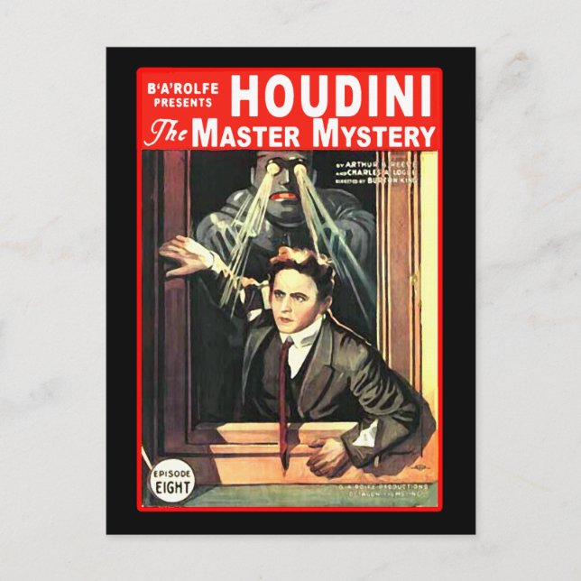 Harry Houdini Pulp Fiction Style Illustration Postcard (Front)