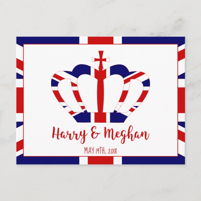 Harry & Meghan Crown | Royal Wedding Celebration Invitation Postcard (Front)